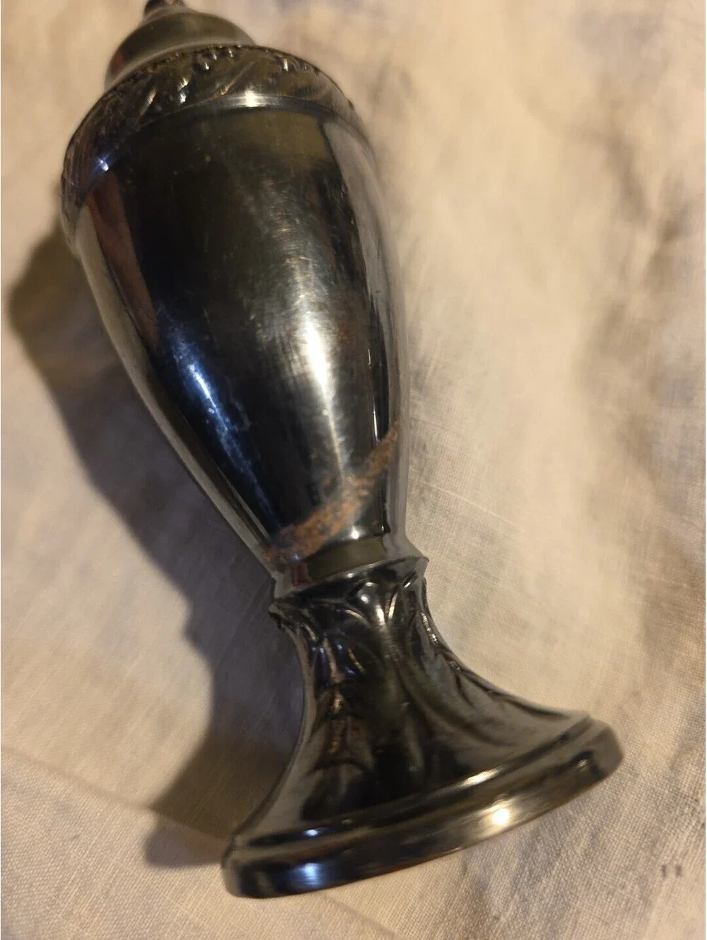 Vintage Salt Pepper Shakers Silver Plate Luraline 651 1950s Stamped Patina Pair